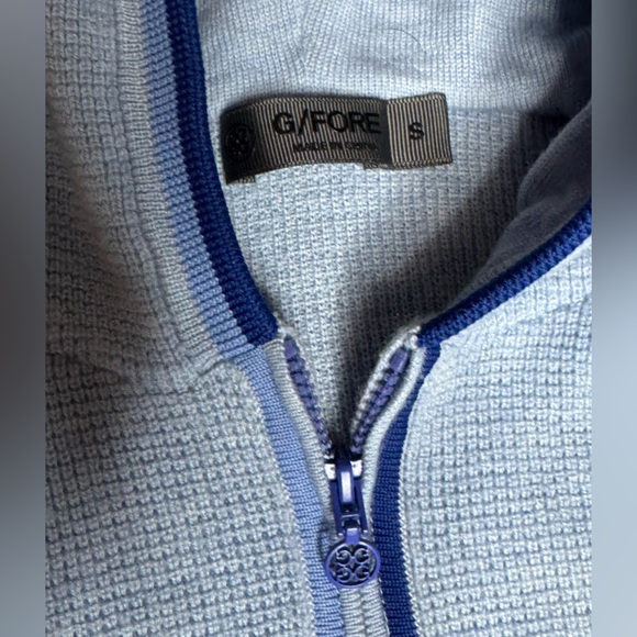 G/FORE Tops - G/Fore Waffle Stitch Merino Wool Hooded Quarter Zip Sweater (Ice Blue)